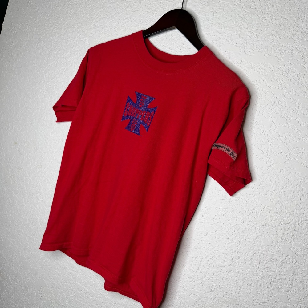 West Coast Choppers Red Graphic T-Shirt Jesse James Biker Tee Gildan Large 14-16